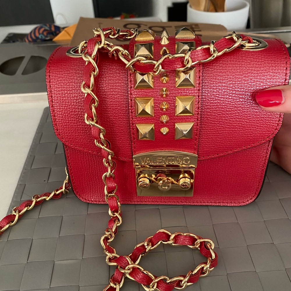 Authentic Valentino Red bag with gold studs